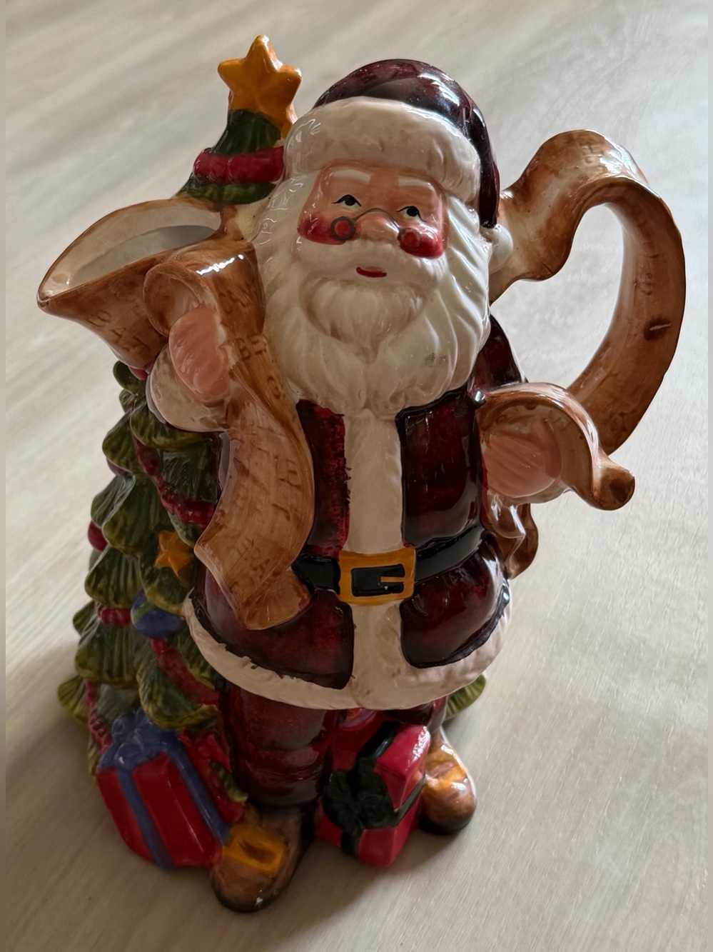 Vintage Santa Claus Pitcher Christmas Tree Handpainted Holiday Decor *See Pics